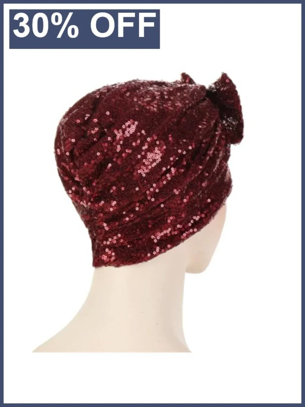 Pre-Tied Sequin Turban Hats for Women Chemo Beanies Headwrap Headwear